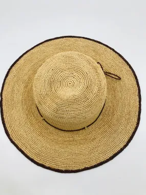 4 Brim Rachel Crochet Straw Sun Hats with Colored Edge