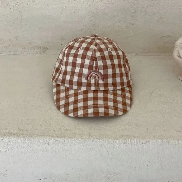 Baby BH Rainbow Baseball Cap (3-24m) - Brown Gingham
