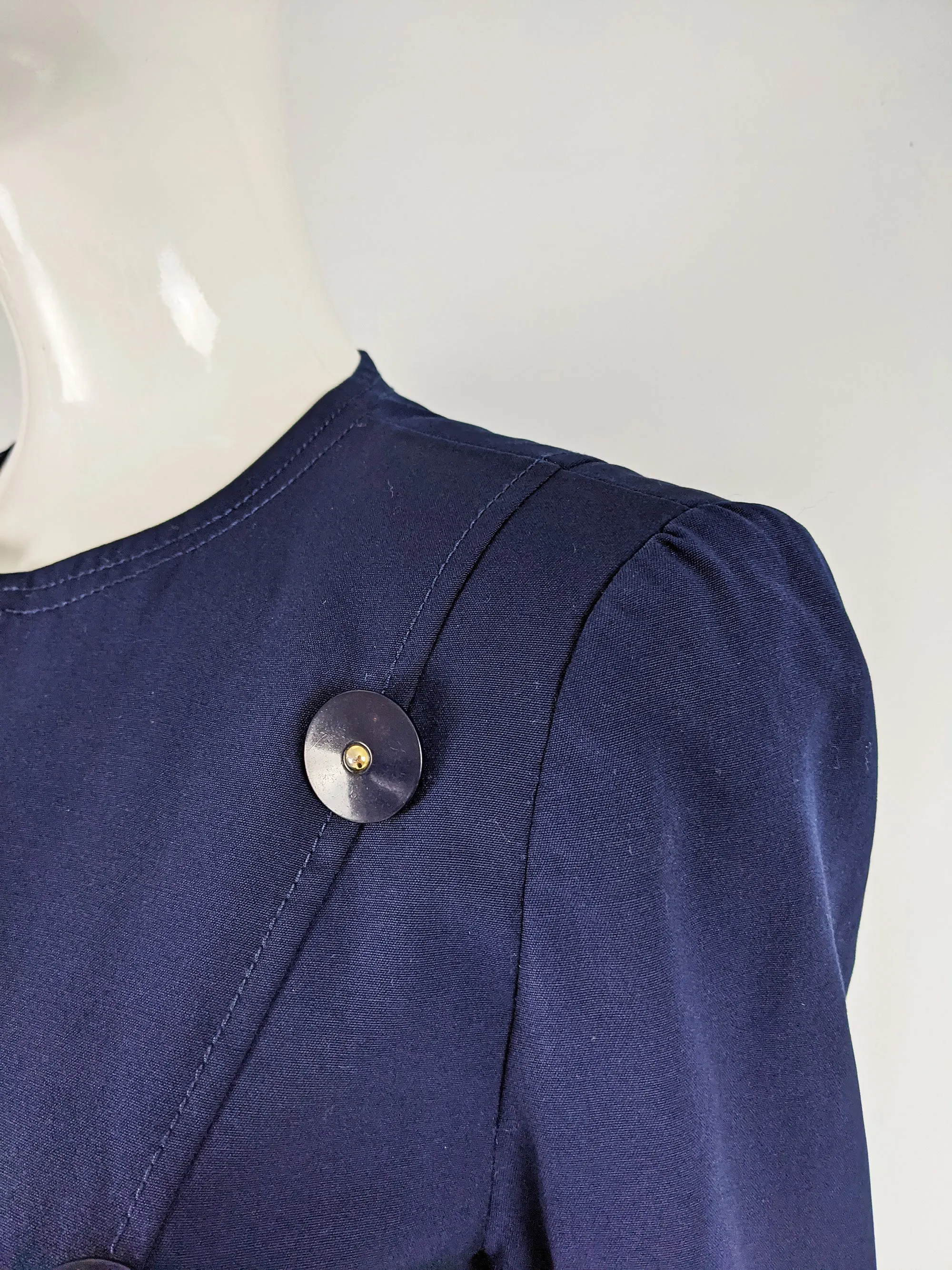 Christian Lacroix Vintage Womens Blue Wool Hourglass Jacket, 1980s