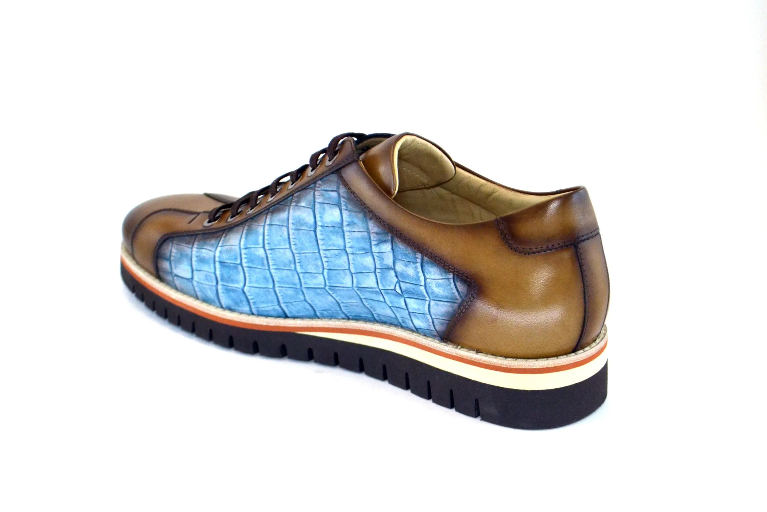 Corrente Printed Calfskin Lace-Up Oxford Taupe