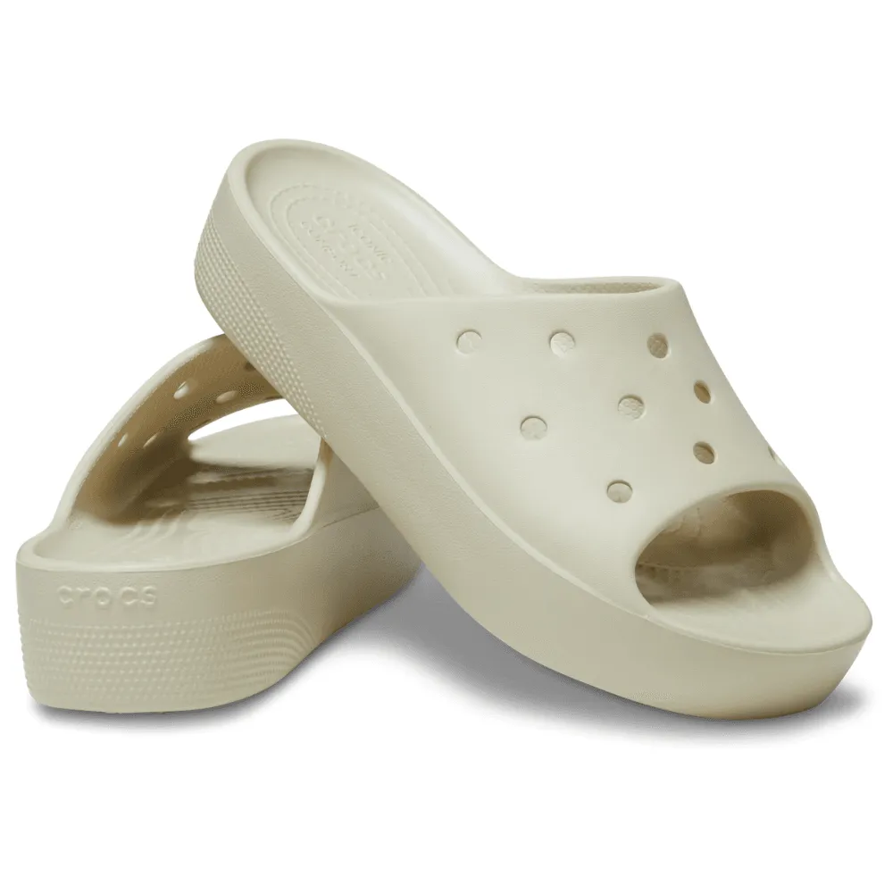 CROCS Classic Platform Slide in Bone