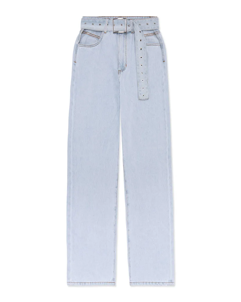 Cut Out Straight Leg Indigo Denim Jean | Super Blue