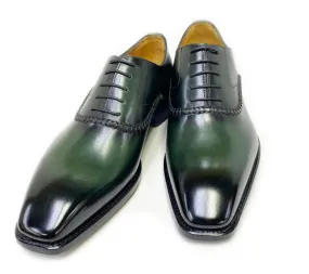 Daniel Burnished Calfskin Lace-Up Oxford Olive