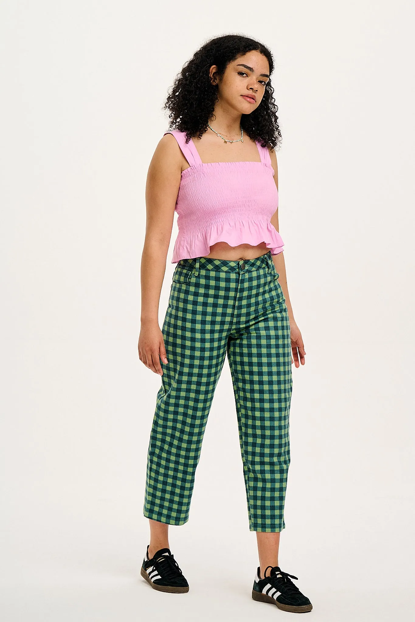 Drew - Straight Leg Twill Jeans in Gabriella Gingham Print
