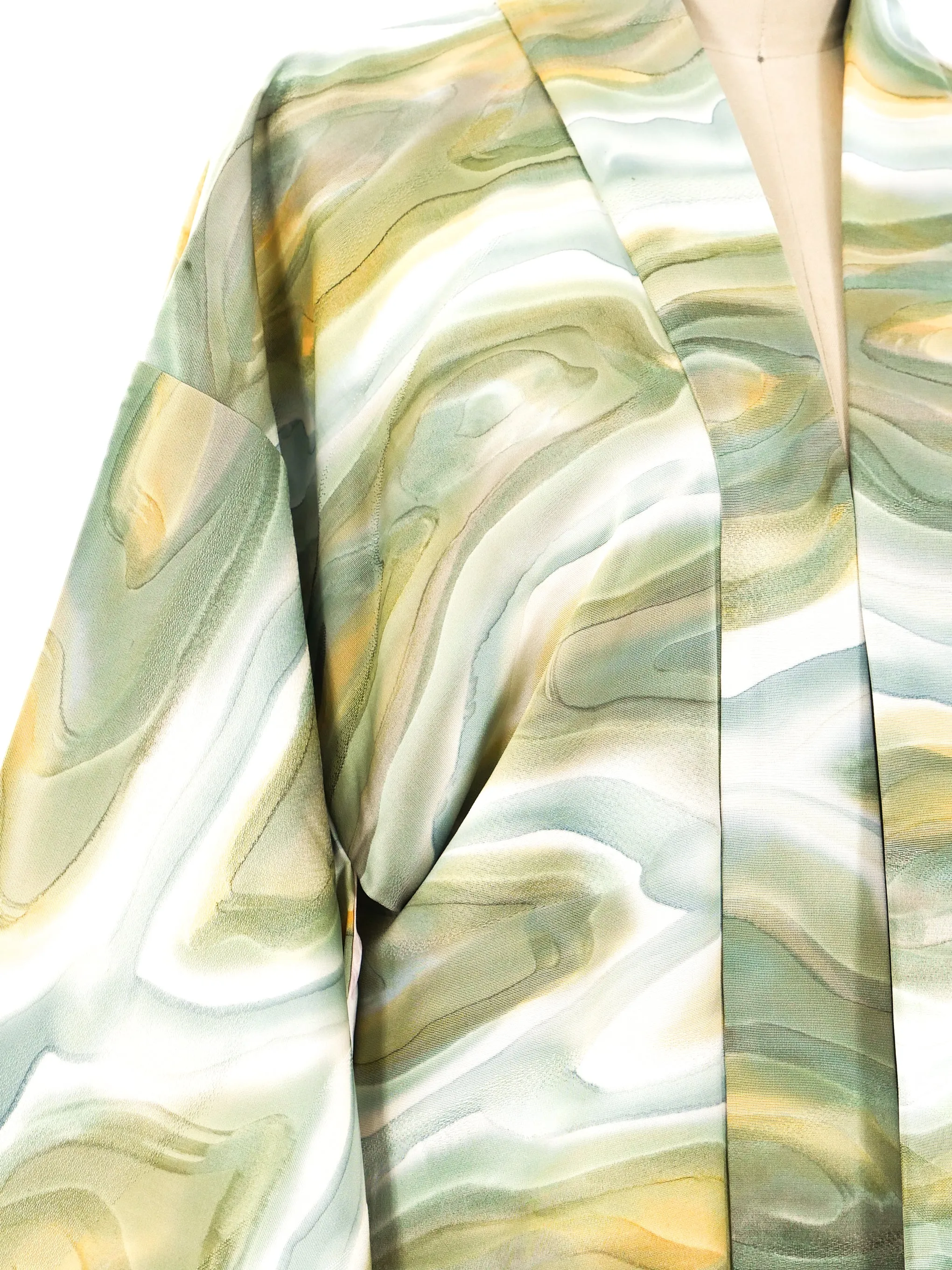 Green Marble Printed Haori Kimono