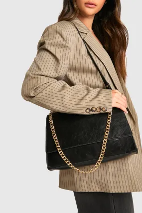 Leather Look Curve Shoulder Bag