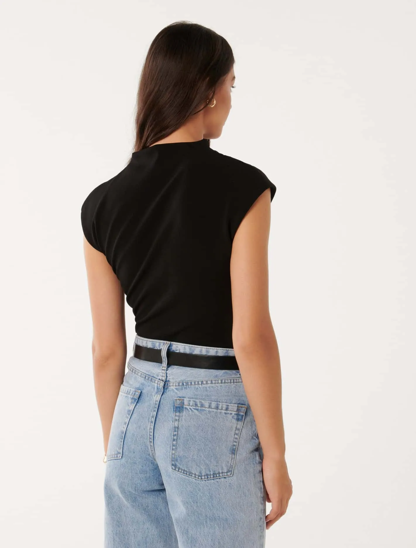 Leenah High-Neck Crepe Top
