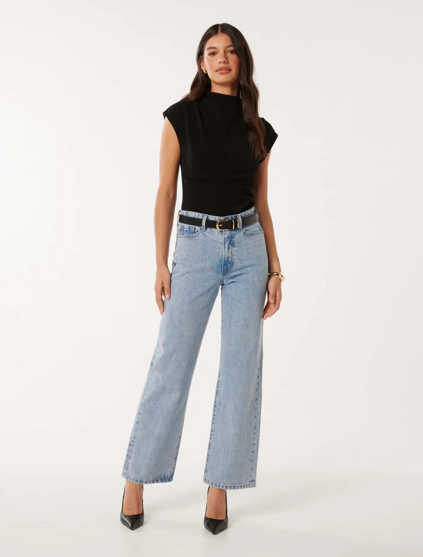 Leenah High-Neck Crepe Top