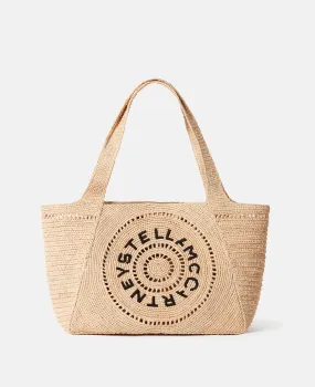 Logo Raffia Medium Tote Bag