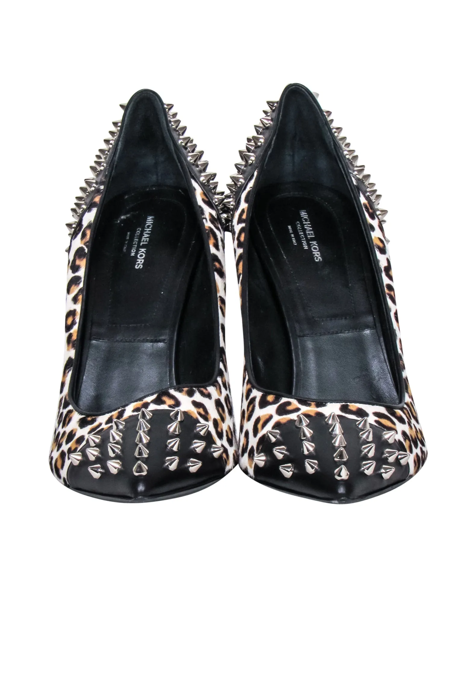 Michael Kors Collection - Black & Leopard Print Studded Pumps Sz 11