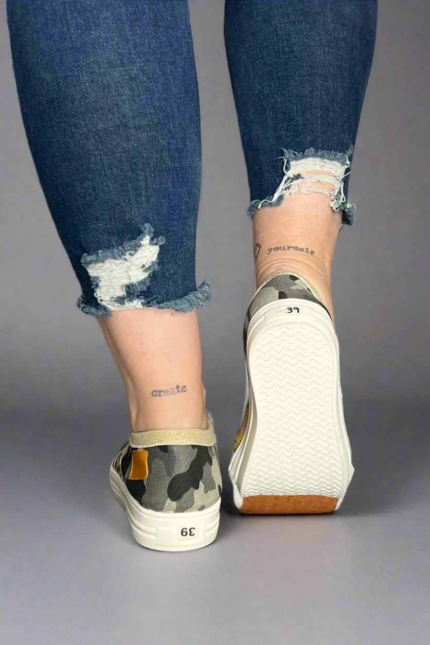 Mixed Print Slip On Shoes