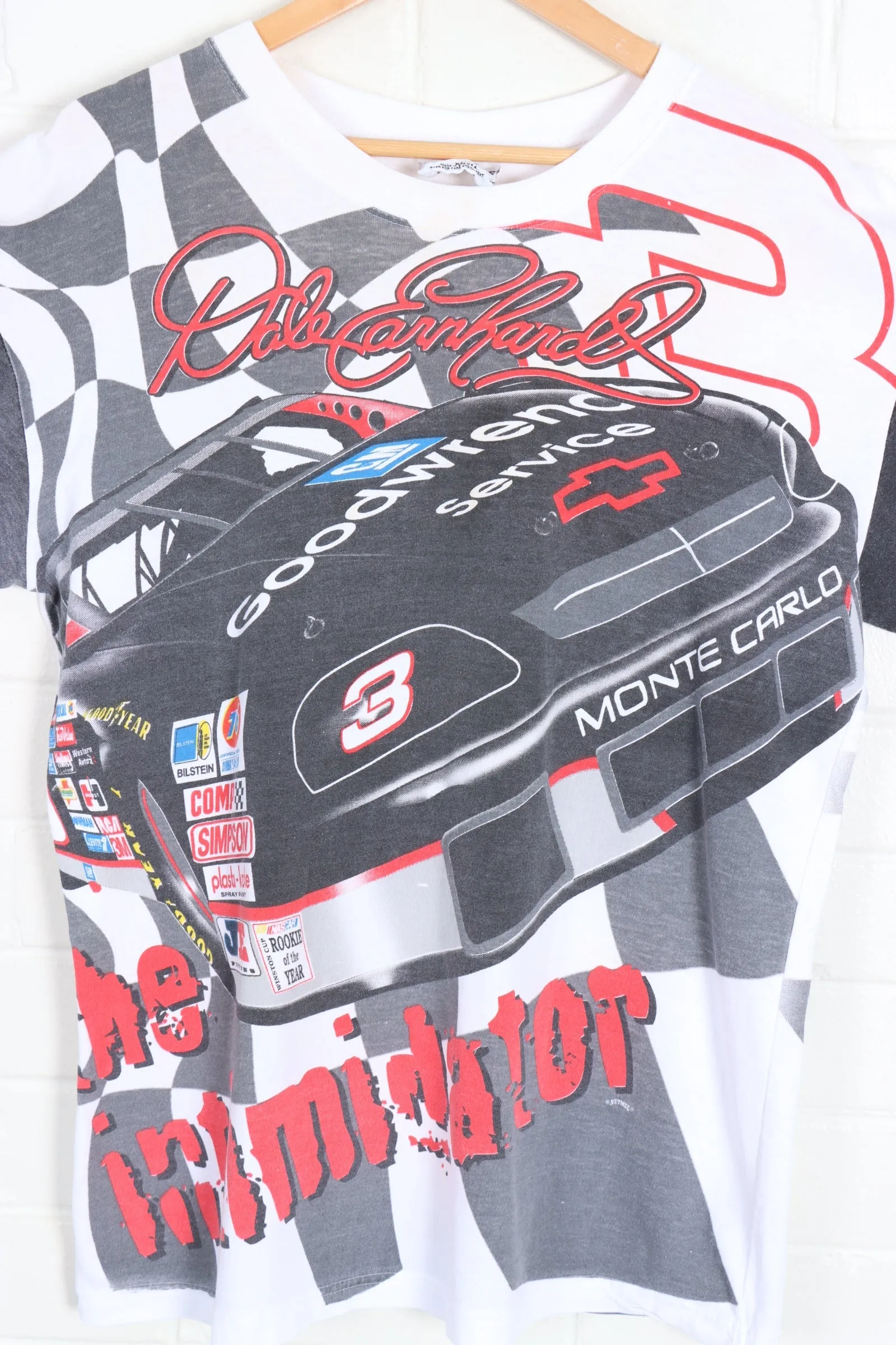 NASCAR Dale Earnhardt 'The Terminator' Racing Flag All Over Tee USA Made (XL)