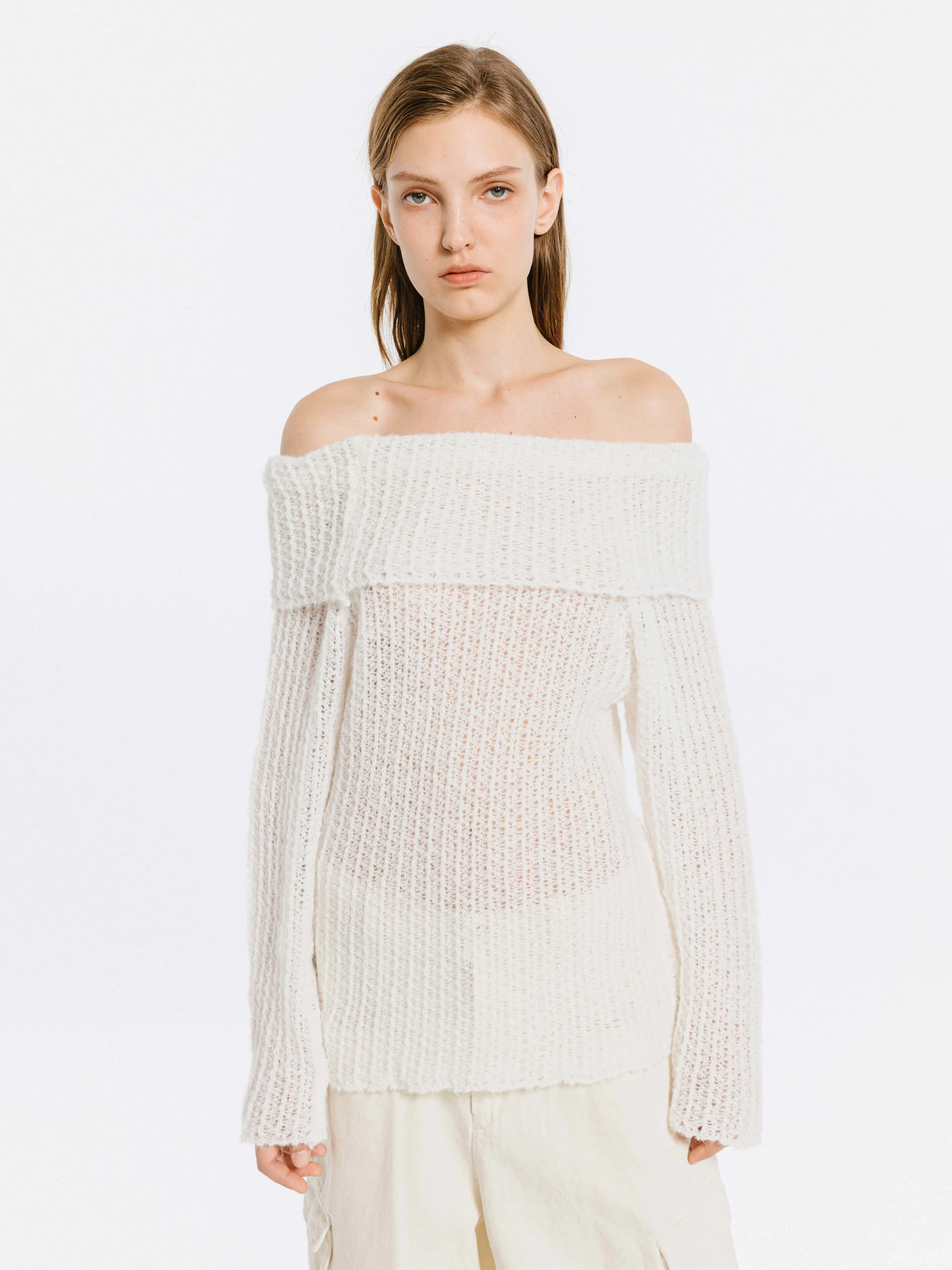 Off-Shoulder Jumper with Wool Blend