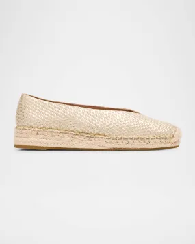 Petals Metallic Leather Wedge Espadrilles