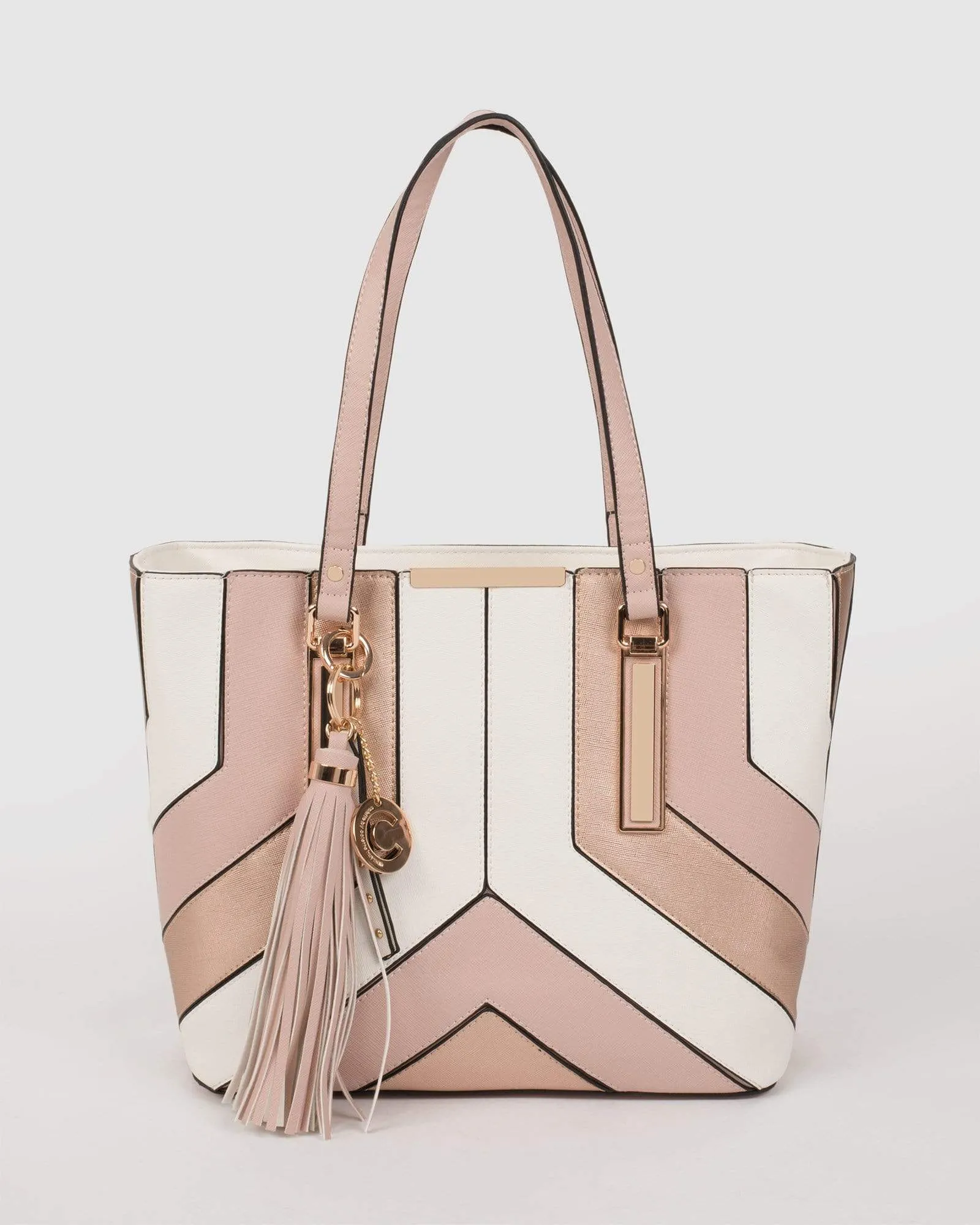Pink Tegan Panel Tote Bag