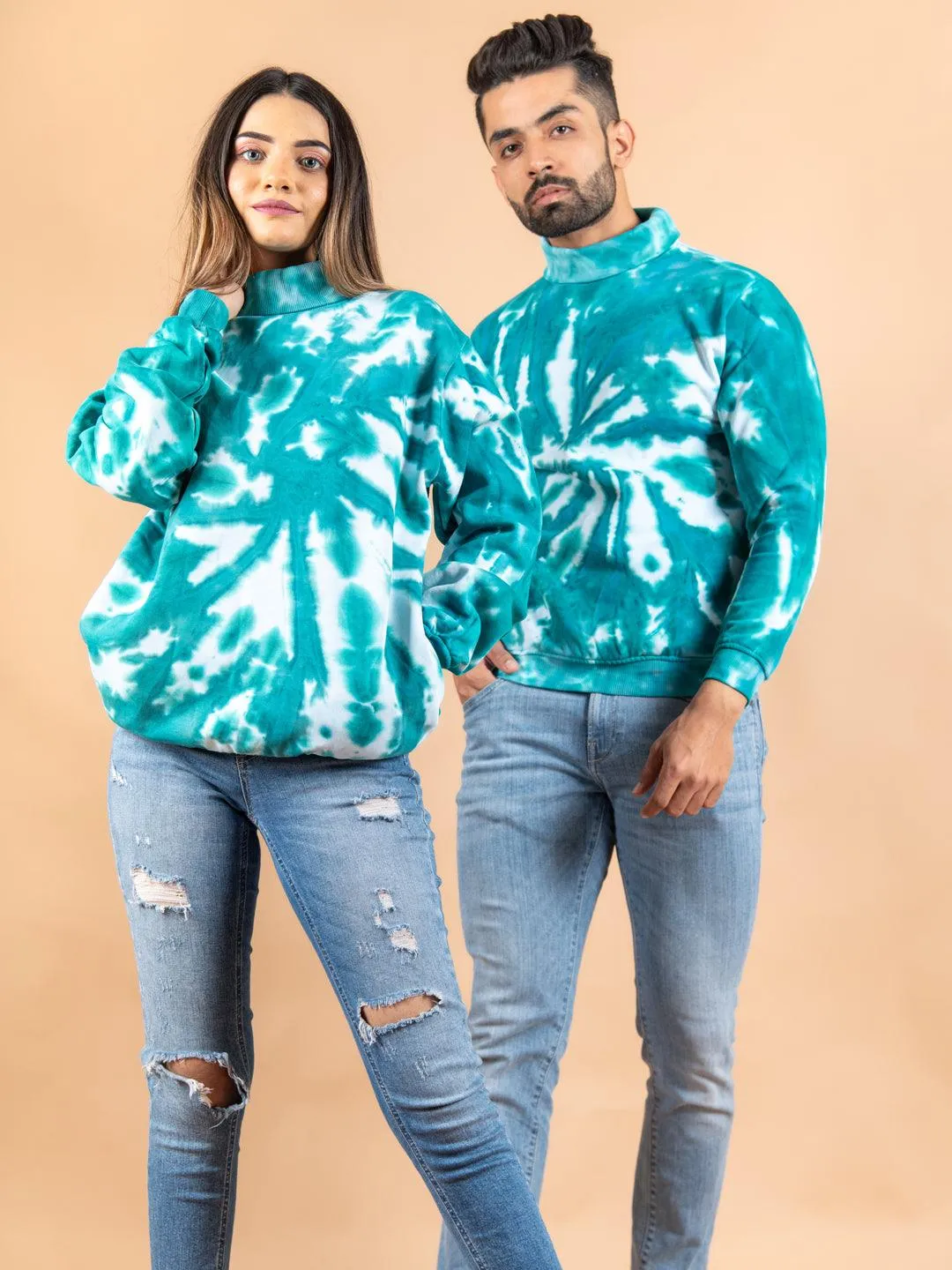 Sea Green Tie and Dye Turtle Neck