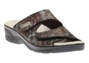Slide Black Brown Double Strap Sandal