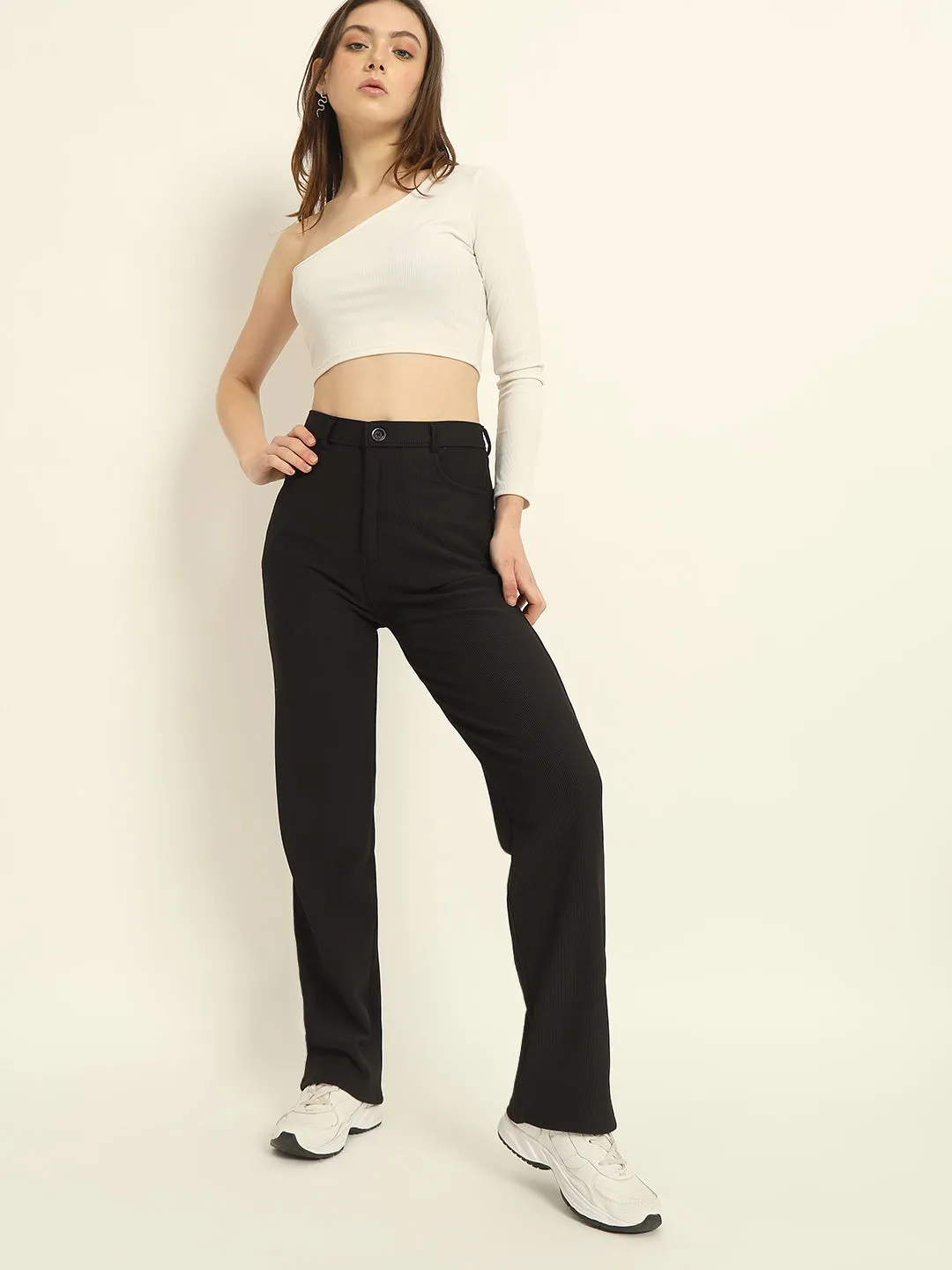 STRAIGHTFIT CORDUROY PANTS-BLACK