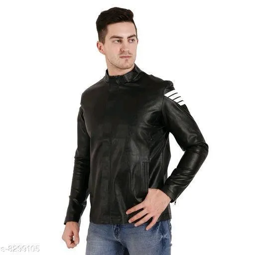 Striped Faux Leather Jacket