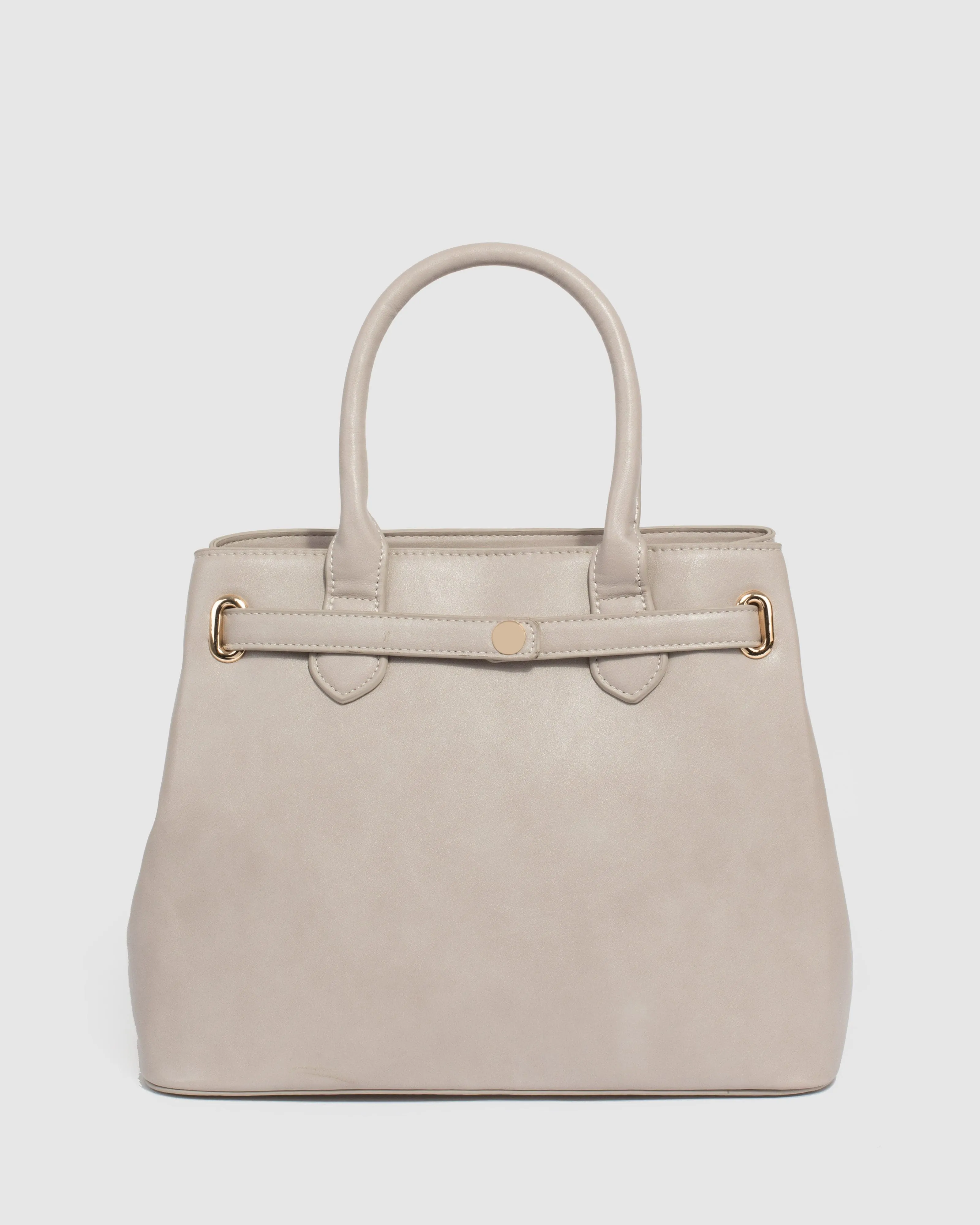 Taupe Mary-Beth Lock Tote Bag