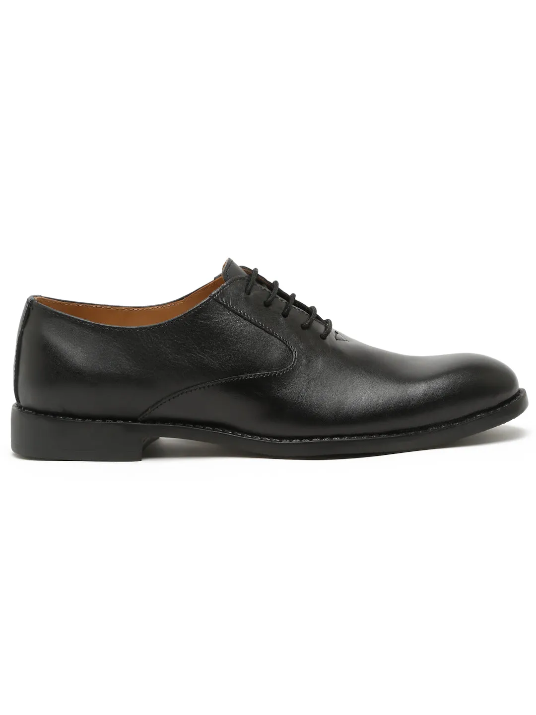 Teakwood Genuine Leather Black Oxford Shoes
