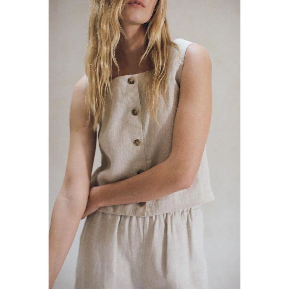 The Emerie Sleeveless Linen Top