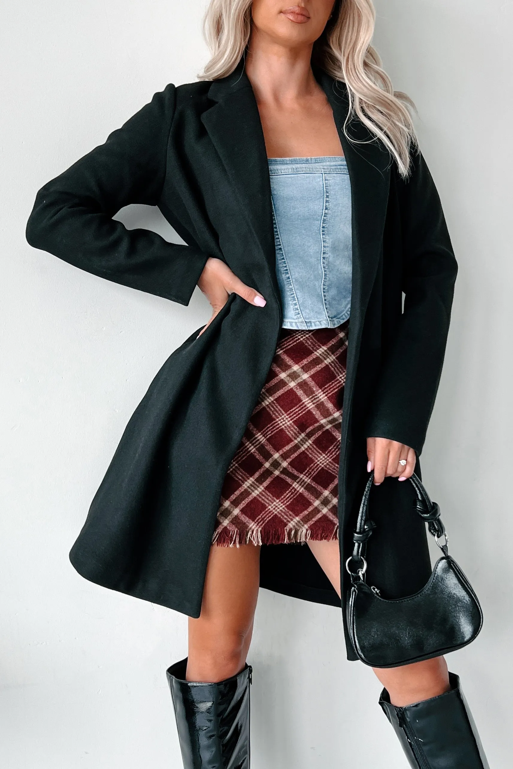 Whims Of The Weather Fleece Longline Coat (Black)
