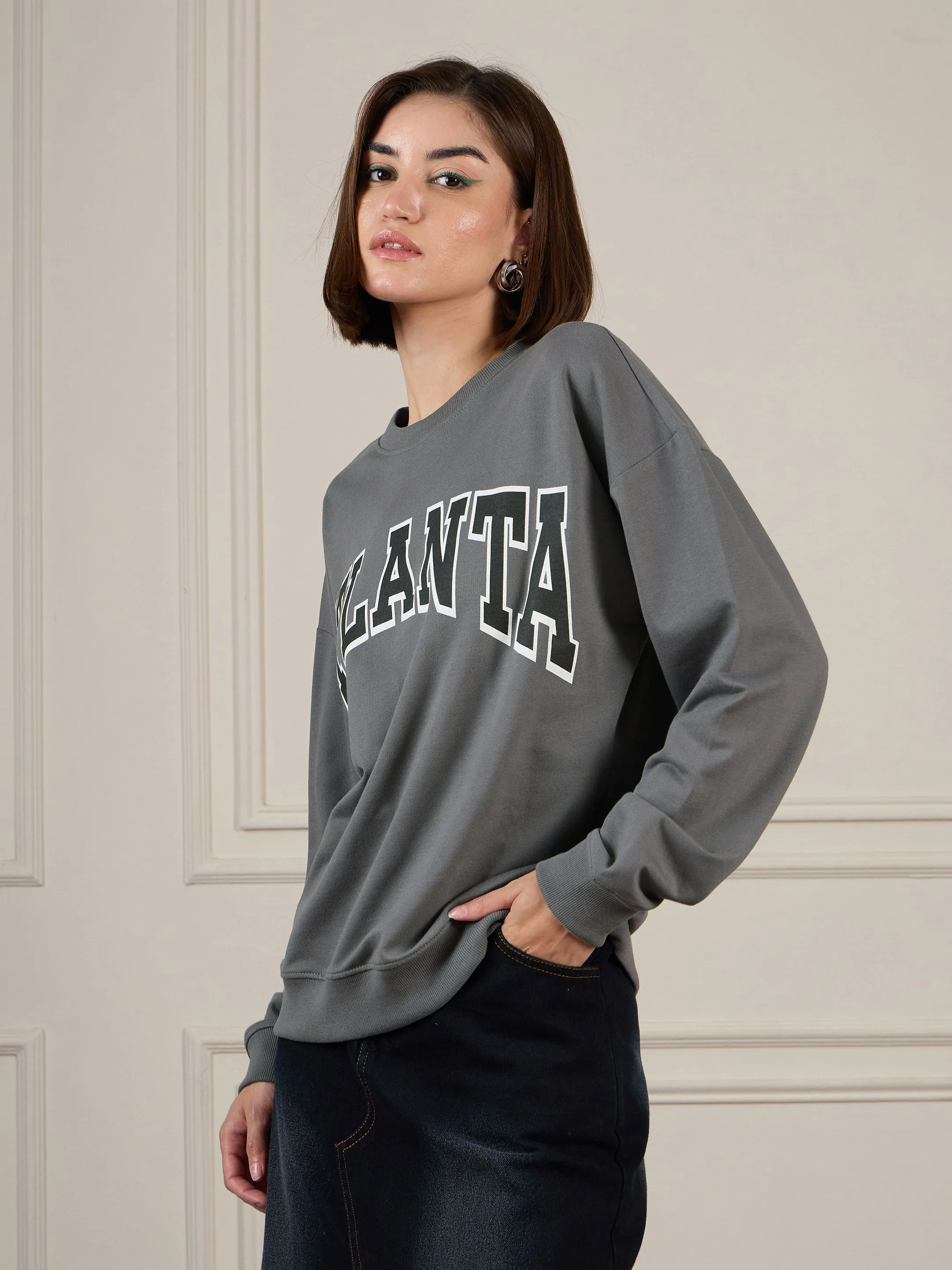 Women Grey Terry ATLANTA Sweatshirt